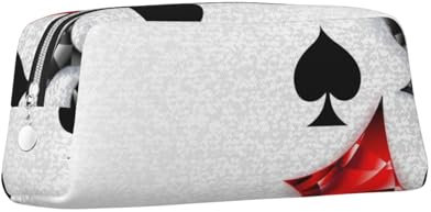ZaKhs Polygonale Spielkarten-Druck-Federmäppchen, großes Fassungsvermögen, tragbares Federmäppchen für Männer und Frauen, silber, Einheitsgröße, Taschen-Organizer