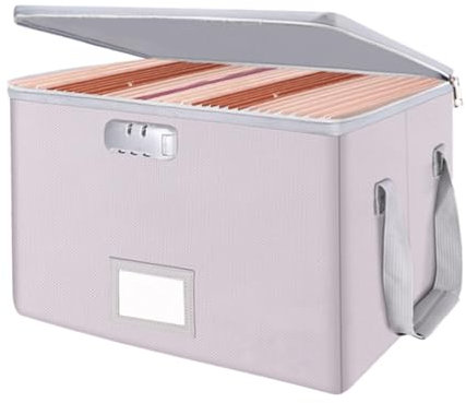 Feuerfest Dokumententasche Organizer Box mit Zahlenschloss, Feuerfeste Geldtasche Dokumentenbox für A4 Dokumente, Aufbewahrungstasche mit Reißverschluss, Aktenschrank-Organize, wasserdichte (Silber)