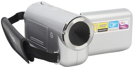Videokamera Camcorder, 1080P HD 16 MP Kamera mit 2,0 Zoll Farb TFT Bildschirm, 16 fach Digitaler Zoom Vlogging Kamera für YouTube Partyreisen, Camcorder für Anfänger (SILVER)