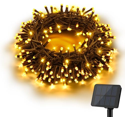 Gcstnn Solar String Lights Outdoor, 5M 50 LED Solar Powered Fairy Lights, 8 Modes IP65 Waterproof Solar Lights for Garden Patio Yard Party Christmas(Warm White)