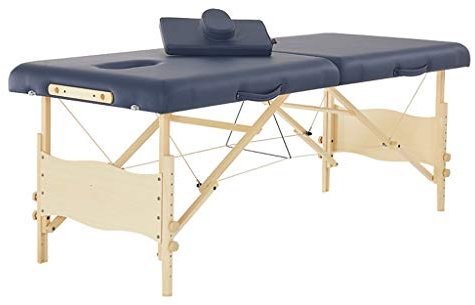 CAFIEDR Spa-Tische, tragbare Massageliege mit 2 Abschnitten, Breite 71 cm, 5 cm Dicke Matratze, Reiki-Schaumstoff, überlegener Komfort, Deluxe, robuste Tragetasche (blau)