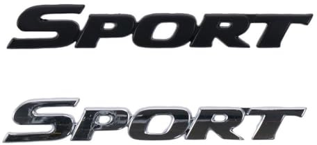 2PCS 3D Sport Sticker for Car, 2 Color Sport Car Emblem Badge Aluminium Alloy Car Fender Decal Sticker, Adhesive Emblem Badge Decals for Trunk Side Fender Decoration