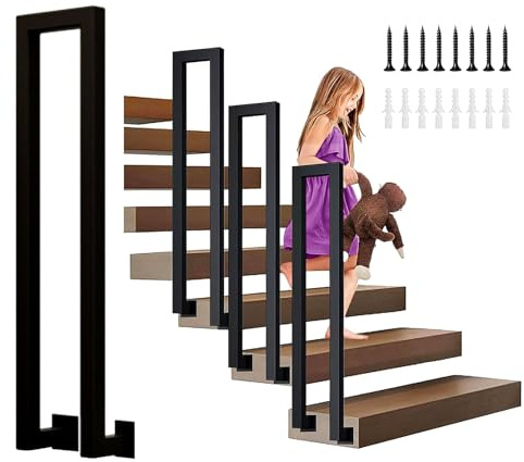 Treppengeländer Innen, U-FöRmige GeläNder Treppe, 35-110cm Handlauf Treppe,Metal GeläNder Drinnen/RaußEn, Nordic Modern handlauf schwarz, Geländer für Villen (C-Schwarz, 75cm)