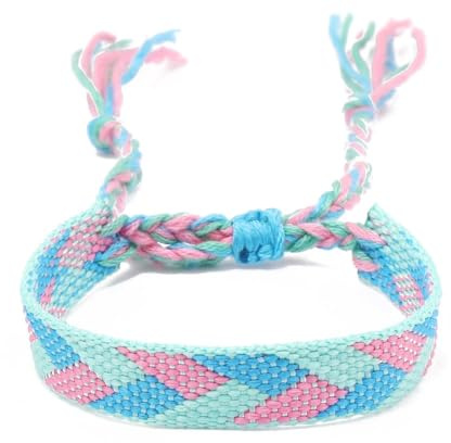 Whakano 2 Stück Breites Freundschaft Armbänder,Handgefertigt Geflochten Freundschaftsbänder,Verstellbar Handgelenk Armband für Mädchen Damern Herren,Geschenk für Beste Freundin Geburtstag,Rosa Blau