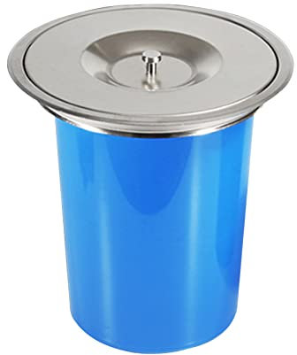 CGCSYZ Mülleimer mit Deckel, Arbeitsplatten-Einbaumülleimer, rund, gebürstete Oberfläche, Edelstahl, klein, mit Deckel, Mülleimer für die Küche, blau, L(Bluee-S
