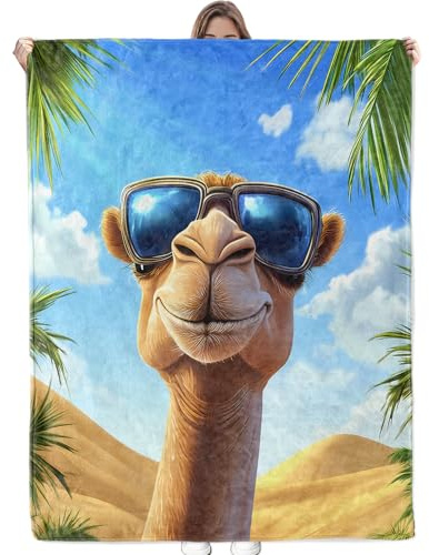 Bidesk Funny Camel Blanket Soft Cozy Throw Blanket for Adults Women Kids - Warm Yet Lightweight Flannel Blankets for Travel, Couch, Bed, Fuzzy Outdoor Comfort Wrap 60×50