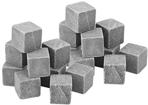 2 Set Whiskey Stones Ice Cubes - Reusable Cooler Stones for Wine Drinks, Natural Marble, 18 Pack