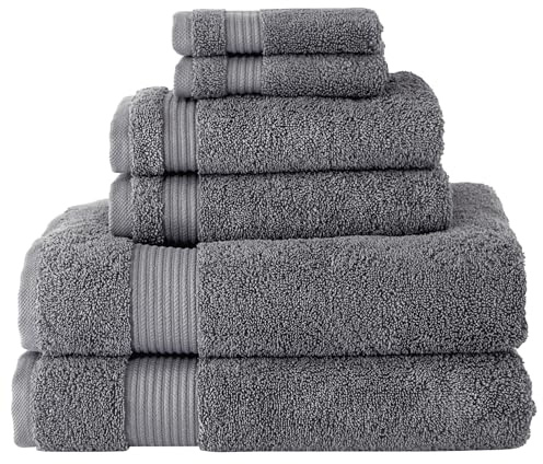 BERIBO Türkisches Handtuch-Set, 100% Baumwolle (Serenity), 6 Stück, 620 g/m² (Grau)