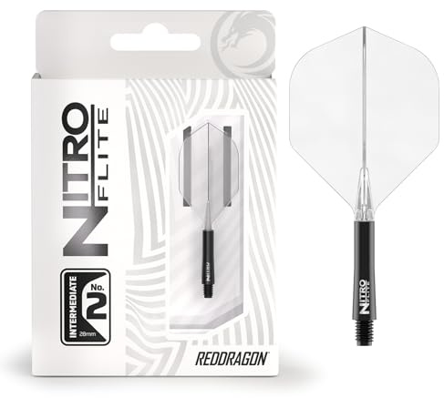 RED DRAGON Darts – Integrerad Flyg & Axel System – No.2 Form och design – Svart & Rensa Färg, Mellanlängd