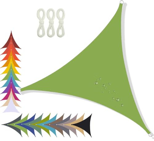 CANYUE Tenda A Vela Triangolare Impermeabile - Vela Ombreggiante Parasole Traspirante E Protezione Solare Raggi UV per Esterno Giardino Terrazza Piscine (Vert,5x5x5m)