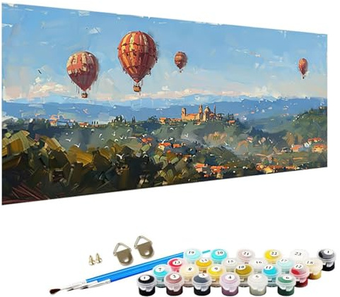 Paint by Numbers, Abstract Paint by Numbers Kits for Adults Kids Beginners 90x180cm Adults Paint by Numbers with Paintbrushes Diy Painting for Home Decoration without Frame Hot Air Balloon 1-At