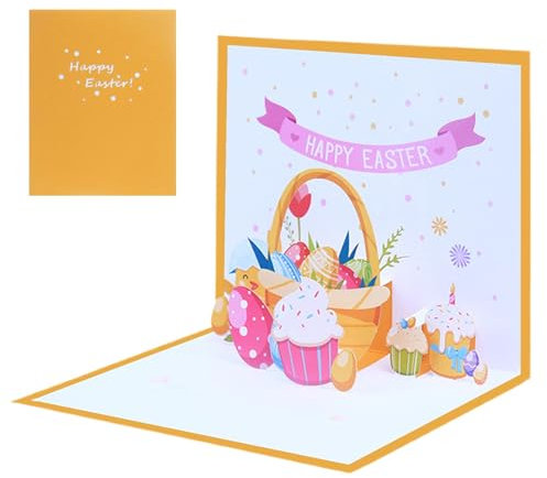 Pop Up Karte Ostern Karte Osterkarte | 3D Pop-up Wimpern Gruß zu Ostern | Urlaubskarten | Happy Spring Souvenir inklusive Umschlag | Feier Zubehör