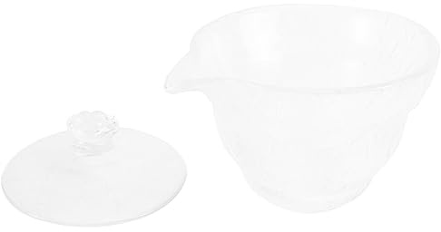 Cabilock Hammered Glass Teacup Set with Ice- Grain, Handmade Glass Tea Distributor for Household Tearoom Use, Decorative Cover Cup for Traditional Tea Brewing