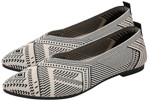UK 5.5 Women's Ballet Flats Pumps Ballerina Knit Pointed Toe Dress Shoes Slip on Ballerina Walking Flats for Women Classic Softable Shoes A0_Clearance Black