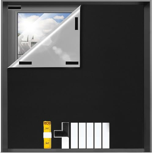 Dachfenster Verdunkelung,100X145CM Verdunklungsstoff Sets,Lichtdicht Selbstklebend Verdunklungsfolie für Fenster für Urlaub Innen Dachschräge Fenster