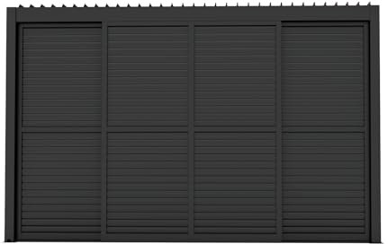 Milani Home - laterale scorrevole con lamelle per pergola bioclimatica, 370 x 4 x 238 cm, antracite