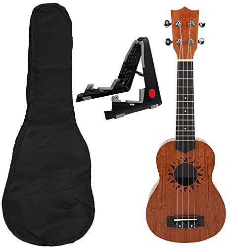 Qukaim Ukelele de 4 cuerdas de 21 pulgadas, instrumento musical portátil plegable para principiantes, niños y adultos, guitarra hawaiana de madera maciza, ukelele de concierto