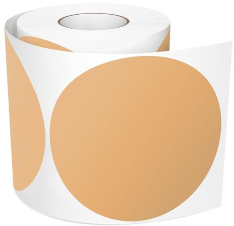 Meitaat 300 Piezas Pegatinas Redondas Marrones Gomets Circulares 100 mm Etiquetas Adhesivas de Puntos en Vinilo Impermeables y Resistente al Rasgado per Rollo