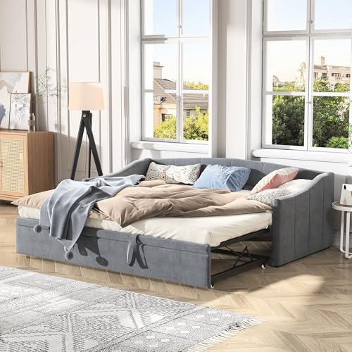 CXHLXYR - Sofá cama 90/180 x 200, sofá cama de 2 plazas convertible, 90 x 200, sofá cama con somier, camas nido multifuncionales de tejido terciopelo (gris, 90/190 x 200)