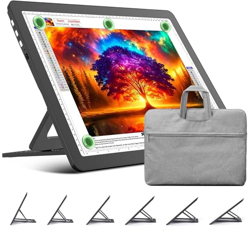 TOHETO Lavagna luminosa ricaricabile A3 con supporto, borsa, pad luminoso magnetico super luminoso con pulsanti laterali, scatola luminosa wireless per tracciare e disegnare, tavolo luminoso senza