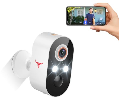 HopeFlex Security Camera Wireless, Human Detection, Live View, Cloud Storage, Color Night Vision, 2.4G WiFi, Indoor Outdoor Surveillance, Battery Powered (2 spotlights-1 Pack)