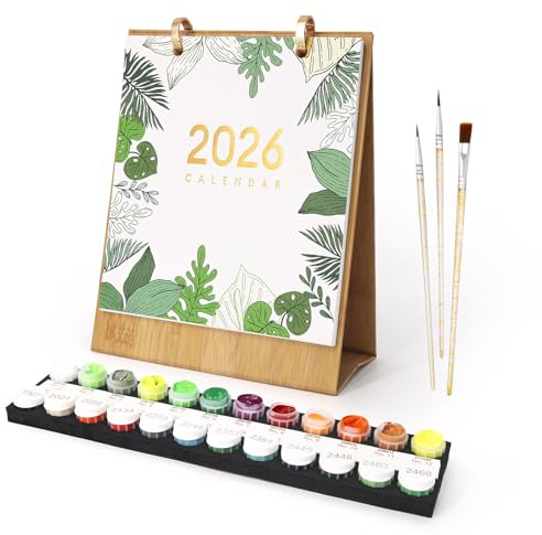 Kalender 2026 Wandkalender, DIY Malen Nach Zahlen Wandkalender 2026, Kalender mit 12er DIY Paint By Numbers, mit Pinsels Und Acrylfarbe, ideal Zuhause Deko/Geschenke (B)