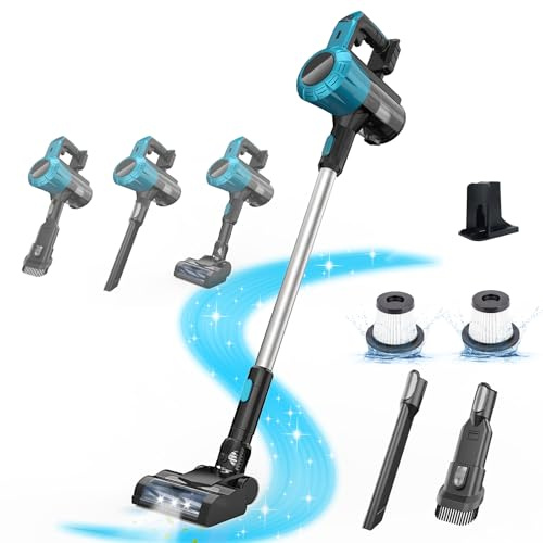 Batteridammsugare för Makita batteri 18 V, 45 000 Pa 550 W trådlös dammsugare med HEPA-filter × 2, 6-i-1 lätt handdammsugare för djurhår, mattor och hårda golv (utan batteri)