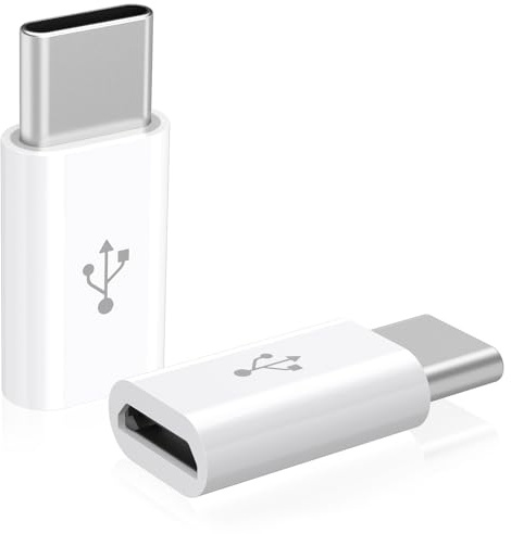Meliya Adaptador USB C a Micro USB 2 Piezas, Adaptador Micro-USB Hembra a USB C Macho para Samsung Galaxy, Huawei, Xiaomi, OPPO, Vivo, USB-C Teléfonos, Tableta PC y Más(Blanco)
