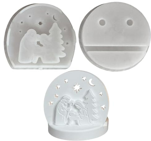 Jenshhch Silikonform Krippe, Silikonformen Gießformen Weihnachten, Gießformen Silikon Weihnachten Krippe, Kerzenformen zum Gießen, Gipsformen zum Gießen für Kerzenwachs Gips Basteln DIY Handwerk