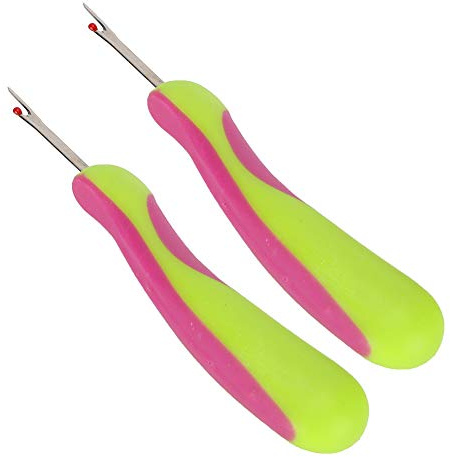 OEBUAFI 2pcs Seam Rippers Thread Cutter Stitch Unpicker with Safety Cover for Sewing Textile Cross-Stitch Ergonomic Non Slip Handle ABS and Steel