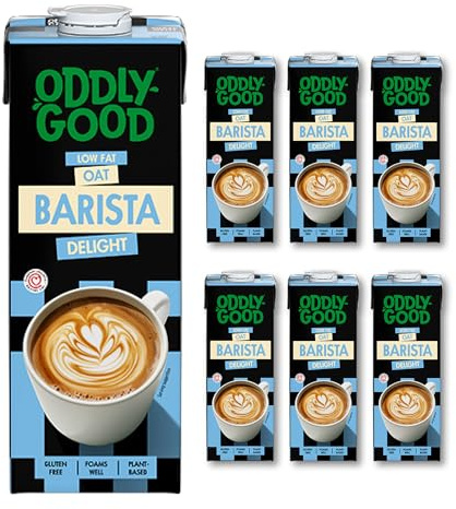 Oddlygood Oat Delight Barista Oat Drink 1 Litre x 6, Milk Alternative | Plant Based, Gluten Free Oats, Barista, Low Fat, Light UHT, Ideal for Coffee, Latte, Cooking & Baking, Milk Alternative
