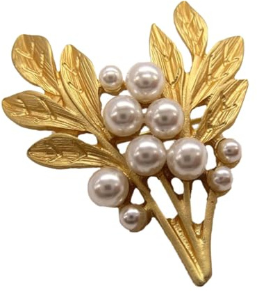 TOYANDONA Broche Orchidée en Alliage Perles Nacrées, Style Élégant et Classique, pour Banquet et Bal de Promo, Bijou Femme Doré