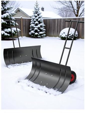 Spazzaneve largo 2 pezzi da 29/39 con ruote, pala rotante manuale con impugnatura ad angolo-altezza regolabile for una rimozione della neve senza sforzo(100cm)