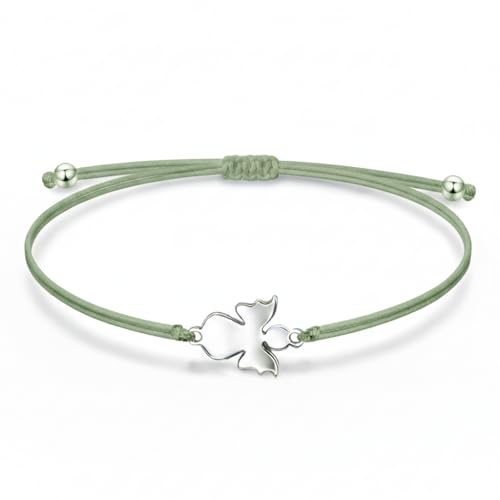 Susan's Choice Schutzengel Armband für Mädchen, Geschenk zur Kommunion, Konfirmation, Taufe oder Geburtstag, Edelstahl Engel Anhänger mit verstellbarem Textilarmband, inklusive Geschenkkarte, Grün