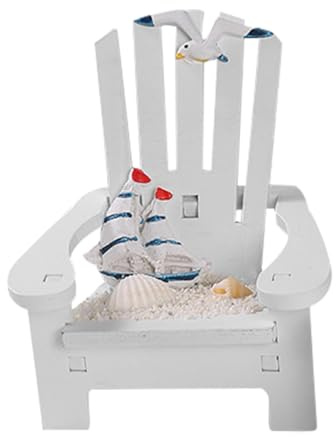 UKCOCO Mini Chaise de Plage en Bois Blanche, Modèle Miniature pour Décoration Micro-Paysage, Chaise Miniature Compacte et Légère pour Maison de Poupée, Accessoire Déco D’intérieur
