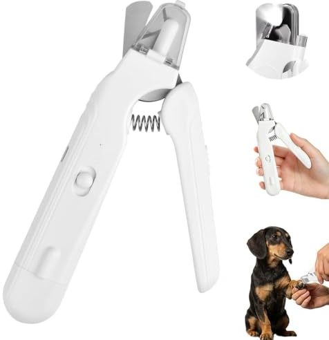 Lichtschere Pro, 2 in 1 Krallenschere für Hunde, Krallenschere Katzen | Krallenschleifer für Hunde, Haustier Nagelknipser mit LED-Licht, Nagelfeile Krallenpflege für Mittlere & Kleine und Katzen