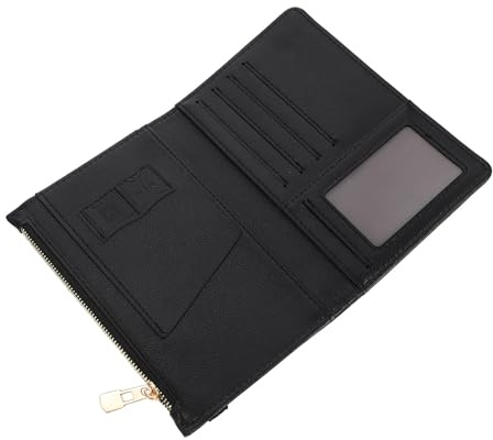 minkissy Pu Passport Cover Rfid Card Holder Travel Document Protector Black Short Wallet for Men and Women