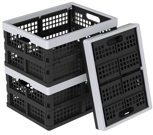 Ziglous 15 Litres Foldable Plastic Storage Crates, Small Storage Basket