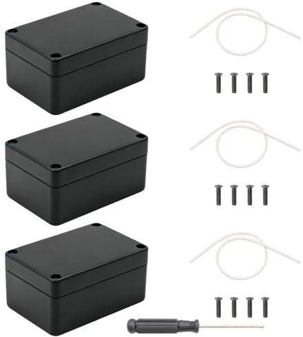 Solivive 3 Pack IP65 Waterproof Junction Box, 100 x 68 x 50mm Black Electrical Project Box ABS Plastic Small Junction Box with Screwdriver for Indoor Outdoor DIY Cable Connection
