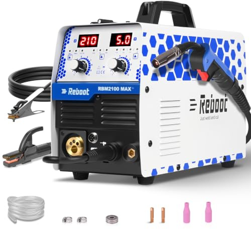 Reboot MIG-svetsmaskin 5-i-1 210A Premium Alu-Ready – MIG/FLUX/MMA/Lift-TIG-synergiska lägen, kompatibel med rullpistol, IGBT inverter, 230 V LED-display, verkstad gör-det-själv
