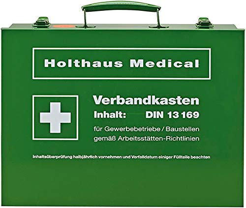 Holthaus - Cassetta per pronto soccorso, grande, 35 x 25,5 x 10,5 cm, colore: Verde