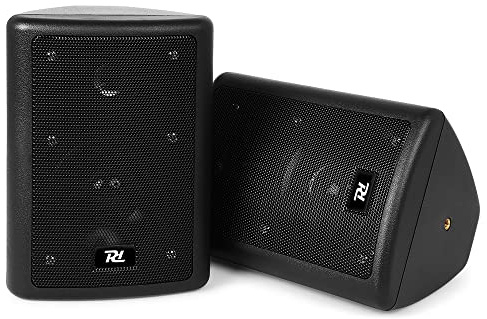 Skytec Wall Mount Speakers Pair 4 Black 75W Passive Stereo Speaker Set for Restaurants, Bars, Home Hi-Fi & Surround Background Music Systems with Mounting Brackets