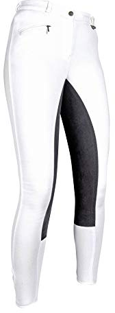 HKM SPORTS EQUIPMENT Barn byxa ridbyxor – Basic Belmtex Grepp–3/4 besatz-damer Weiß/Schwarz Damengrösse 38
