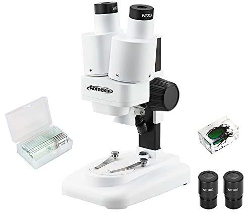 Aomekie Mikroskop 3D Stereomikroskop 20x 40X Vergrößerung mit Objektträger Insektenprobe LED Auflichtbeleuchtung