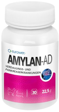 Verdauungs-Tabletten für Hunde & Katzen - Mit Rinderleber & Mineralstoffen - Für gesunde Verdauung - 30 Tabletten - AMYLAN AD