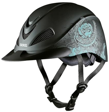 Troxel Rebel Bold Horse Riding Helmet, Low-Profile, Light, Adjustable Design, Safety Horseback Riding Gear, Large (7-1/4 - 7-3/8), Turquoise Rose