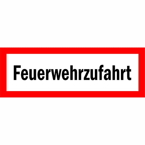Indigos UG - Schild Feuerwehrzufahrt Hinweischild Brandschutz, 29,70x10,50 cm - Warnung - Sicherheit - Hotel, Firma, Haus - Aluverbundplatte 3mm - Hinweisschild - Warnschild