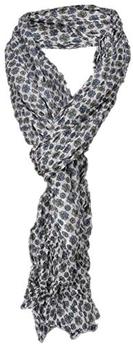 TigerTie gecrashter Seidenschal in grau dunkelgrün petrol gelb gemustert - 100% Seide -180 x 50 cm