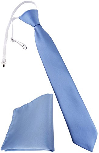 TigerTie Security Sicherheits Krawatte + Einstecktuch Uni einfarbig - vorgebunden mit Gummizug