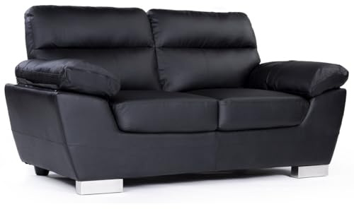 Habitat et Jardin Divano in pelle rigenerata/PVC DALLAS - 169 x 88 x 90 cm - 2 posti - Nero